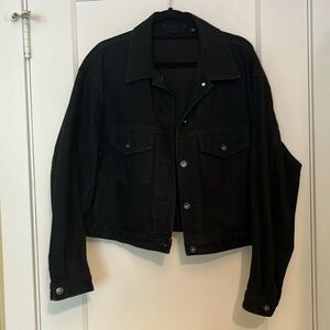 Black denim jacket, women’s box cut